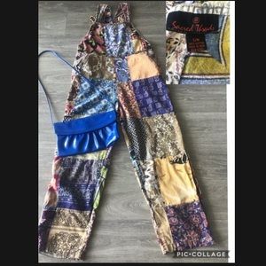 Vintage Sacred Threads Patchwork Overalls S/M